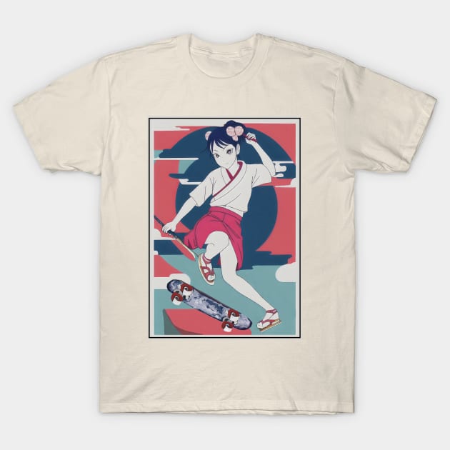 Kunoichi On Skateboard T-Shirt by megaaziib